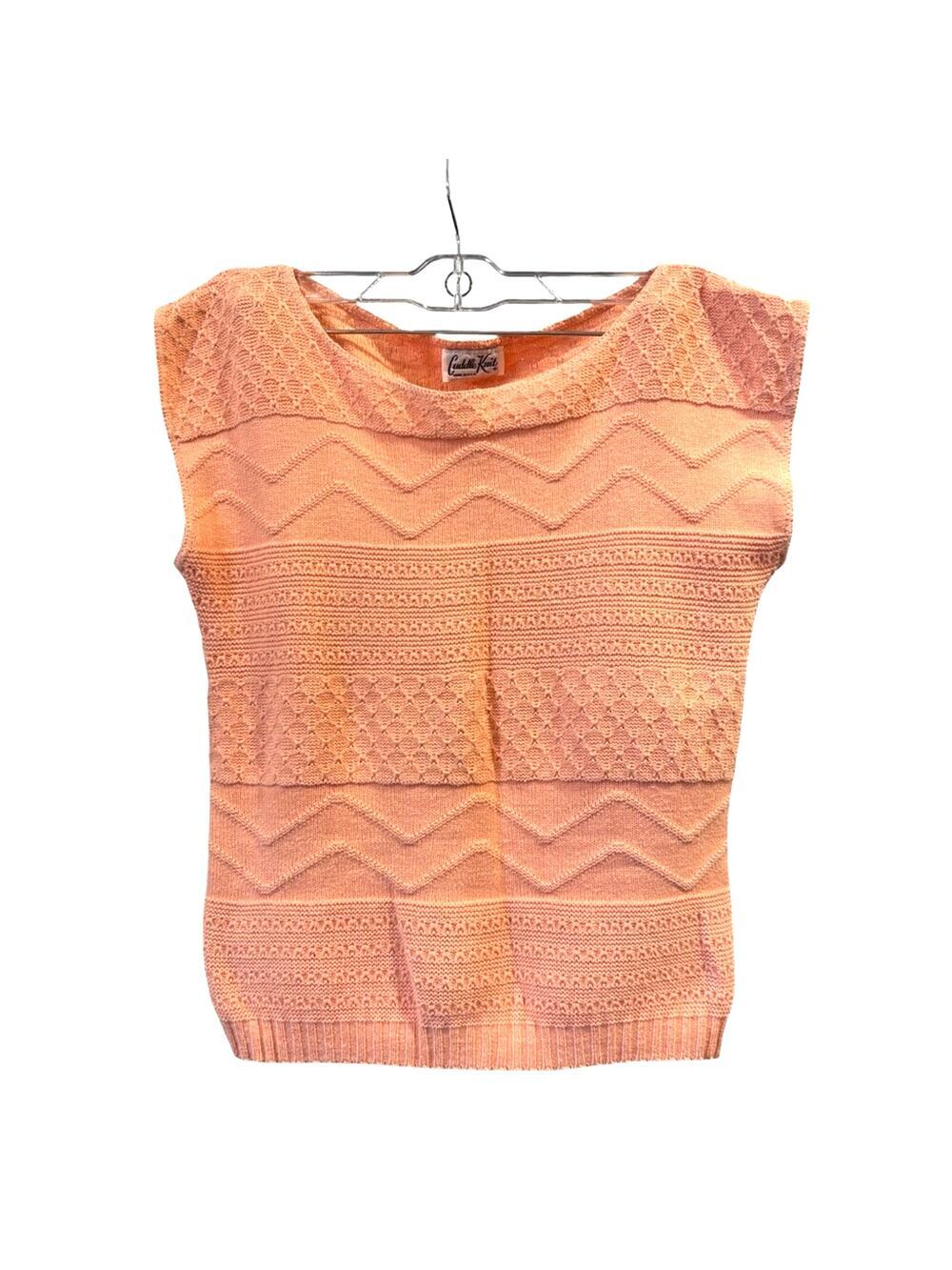 VTG 90s Pink Knit Sweater Vest Cottage Barbie Summer Cowgirl Festival, Size M